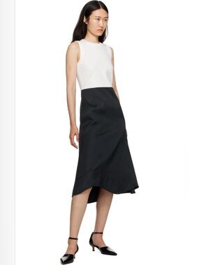 Recto White & Black Asymmetric Sleeveless Midi Dress size L